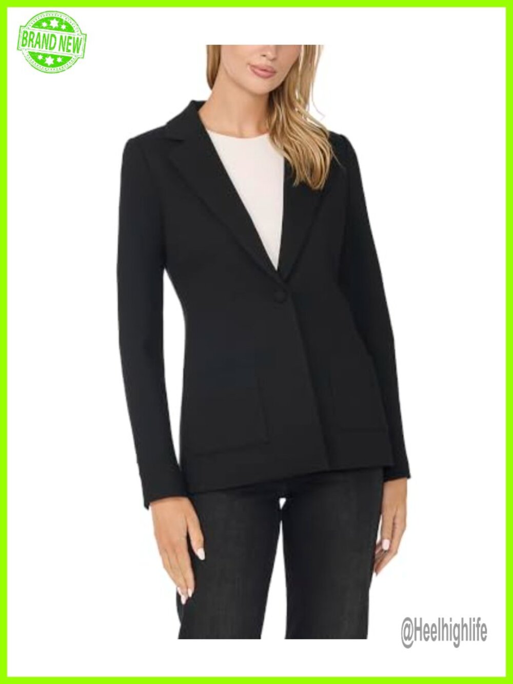 Single Breasted Blazer with Plackets Polyester Blend Business Casual